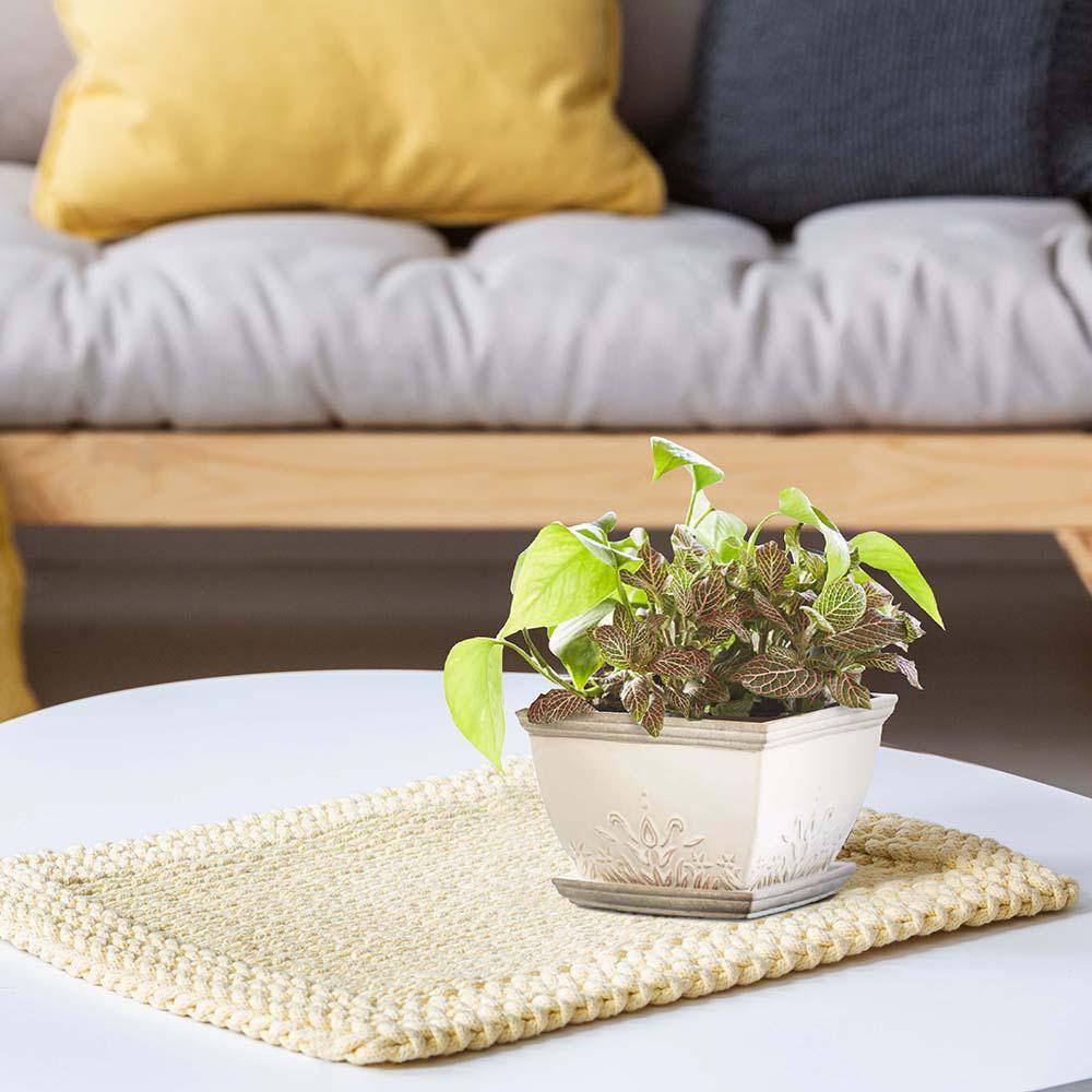 Brentwood White Ceramic Indoor/Outdoor Planters with Saucers, Set of 2
