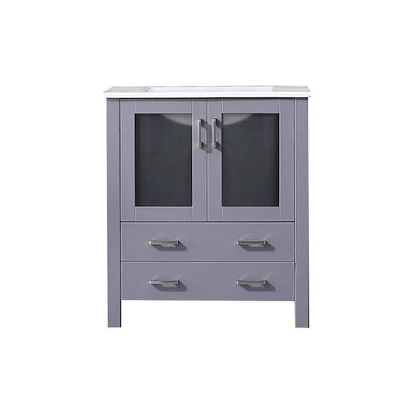 Volez 30 in W x 18 in D Dark Grey Bath Vanity and Integrated Ceramic Top