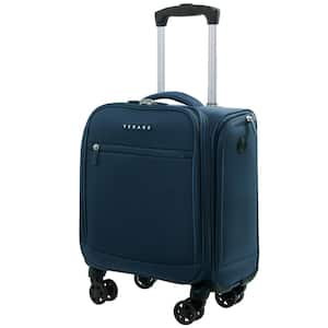 14.5 In. Spinner Small Suitcase, Softside Lightweight Travel Bag for Men and Women, Airplane Carry On Bag, Nautical Blue