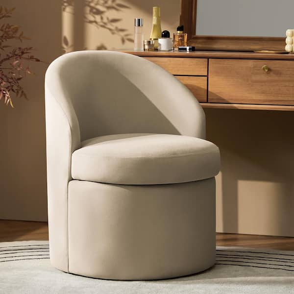 JAYDEN CREATION Anna Sand Velvet Barrel Dining Chair