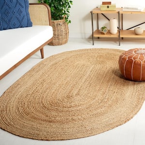 Natural Fiber Beige Doormat 3 ft. x 4 ft. Woven Ascending Oval Area Rug