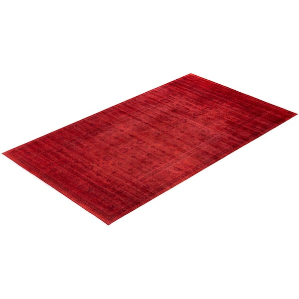 Overdyed Red 8 ft. x 14 ft. Solid Wool Indoor Area Rug