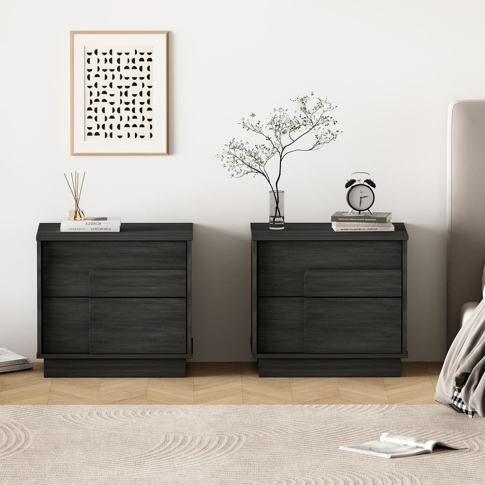 Manhattan Comfort Horizon Charcoal Grey 2-Drawer 21.7 in. W