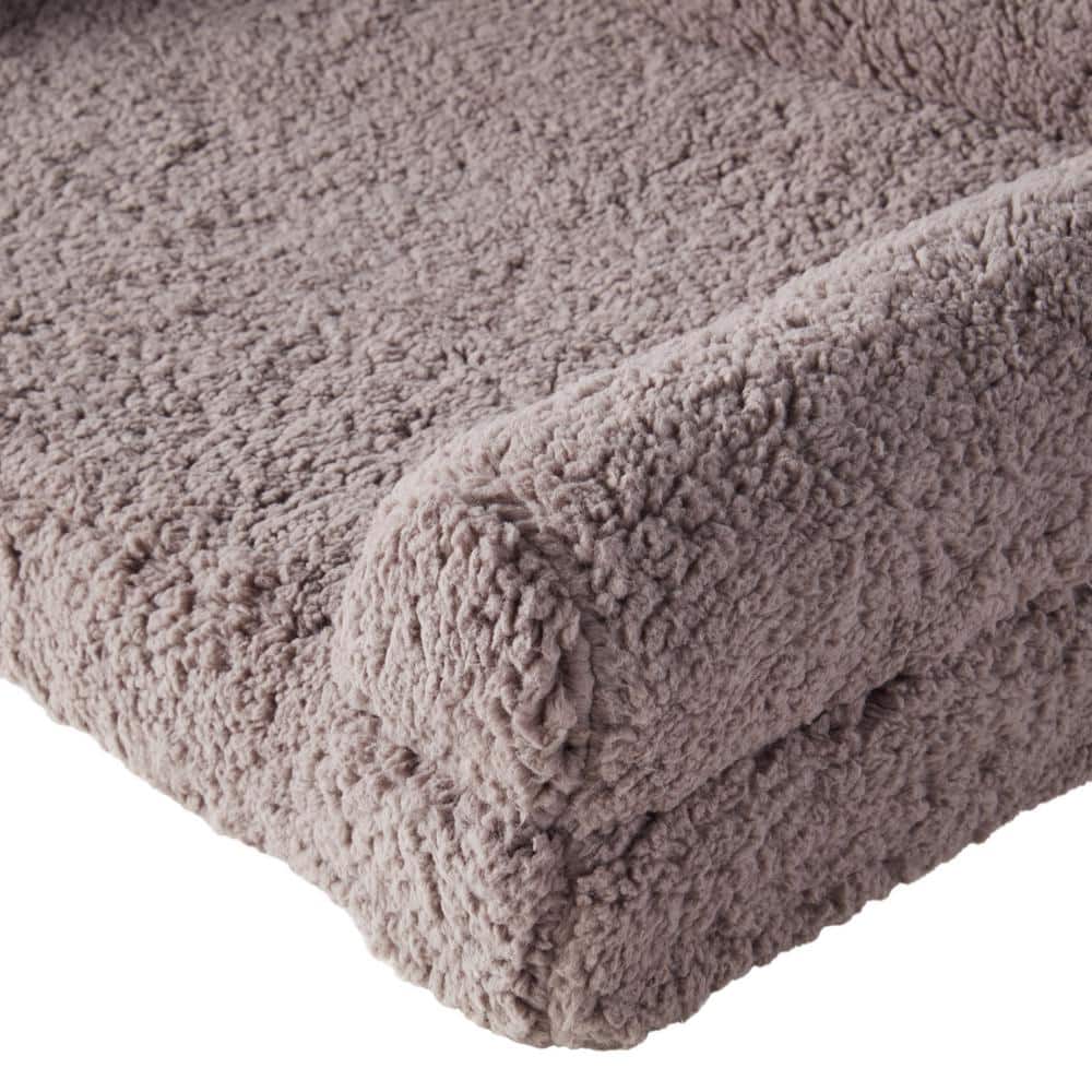Medium Fossil Sherpa Sofa Style Dog Bed