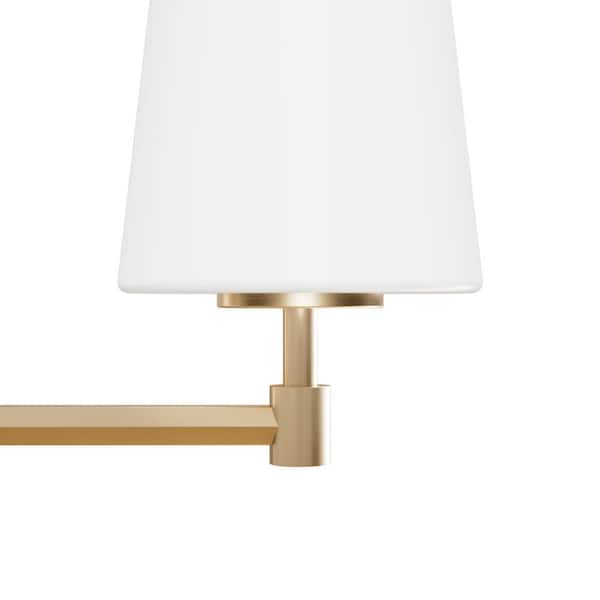 Hunter - Nolita 24.5 in. 3-Light Alturas Gold Vanity Light with Cased White Glass Shades