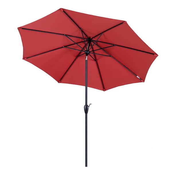 WELLFOR 9 ft. Aluminum Market Tilt Patio Umbrella in Rust Red