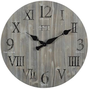 24 in. Gray Rustic Farmhouse Barn Wood Clock