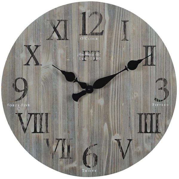 FirsTime & Co. 24 in. Gray Rustic Farmhouse Barn Wood Clock 31215 - The ...