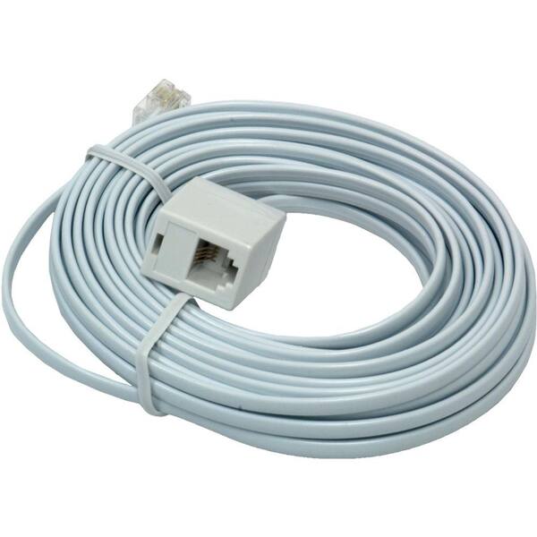 GE 4C Coupler with 25 ft. Phone Line Cord - White