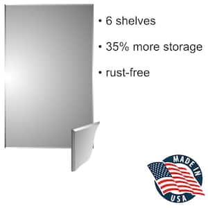 Sirius 16 in. W x 26 in. H x 3-1/2 in. D White Frameless Recessed Medicine Cabinet with Mirror 6 Shelves and Prism Edge