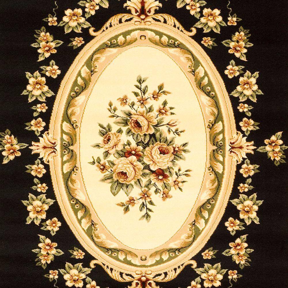 Black and Ivory Safavid Style Rectangular Area Rug