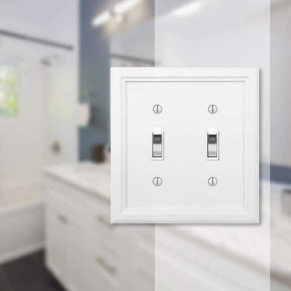 Elly 2 Gang Toggle Composite Wall Plate - White