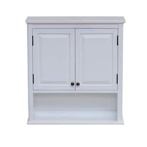 Dorset 27 in. W Wall Mounted Bath Storage Cabinet with 2 Doors and Open Shelf in White