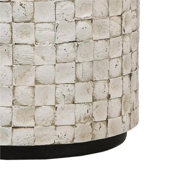 DARKiNGS Faux Stone Outdoor End Table in White ZHY2023227007