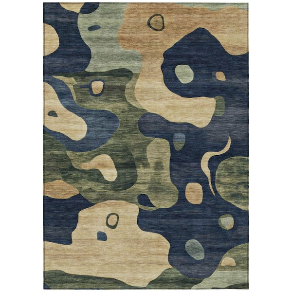 Chantille Machine Washable Indoor/Outdoor Abstract ACN2063 Navy 3 ft. x 5 ft. Area Rug