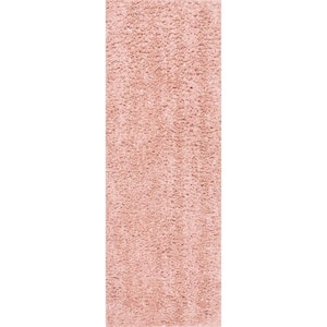 Kara Solid Shag Pink 2 ft. 8 in. x 6 ft. Runner Rug