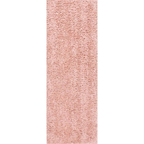 Nuloom Kara Solid Shag Pink Ft In X Ft Runner Rug Kkbx E