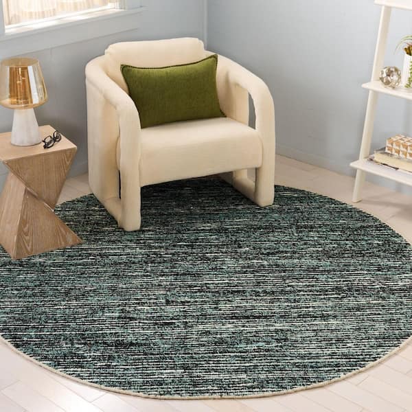 Cape Cod 6 ft. x 6 ft. Green/Black Distressed Gradient Round Area Rug
