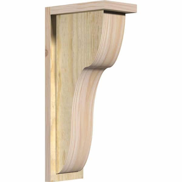 Ekena Millwork 6 in. x 10 in. x 22 in. Douglas Fir Carmel Rough Sawn Corbel with Backplate