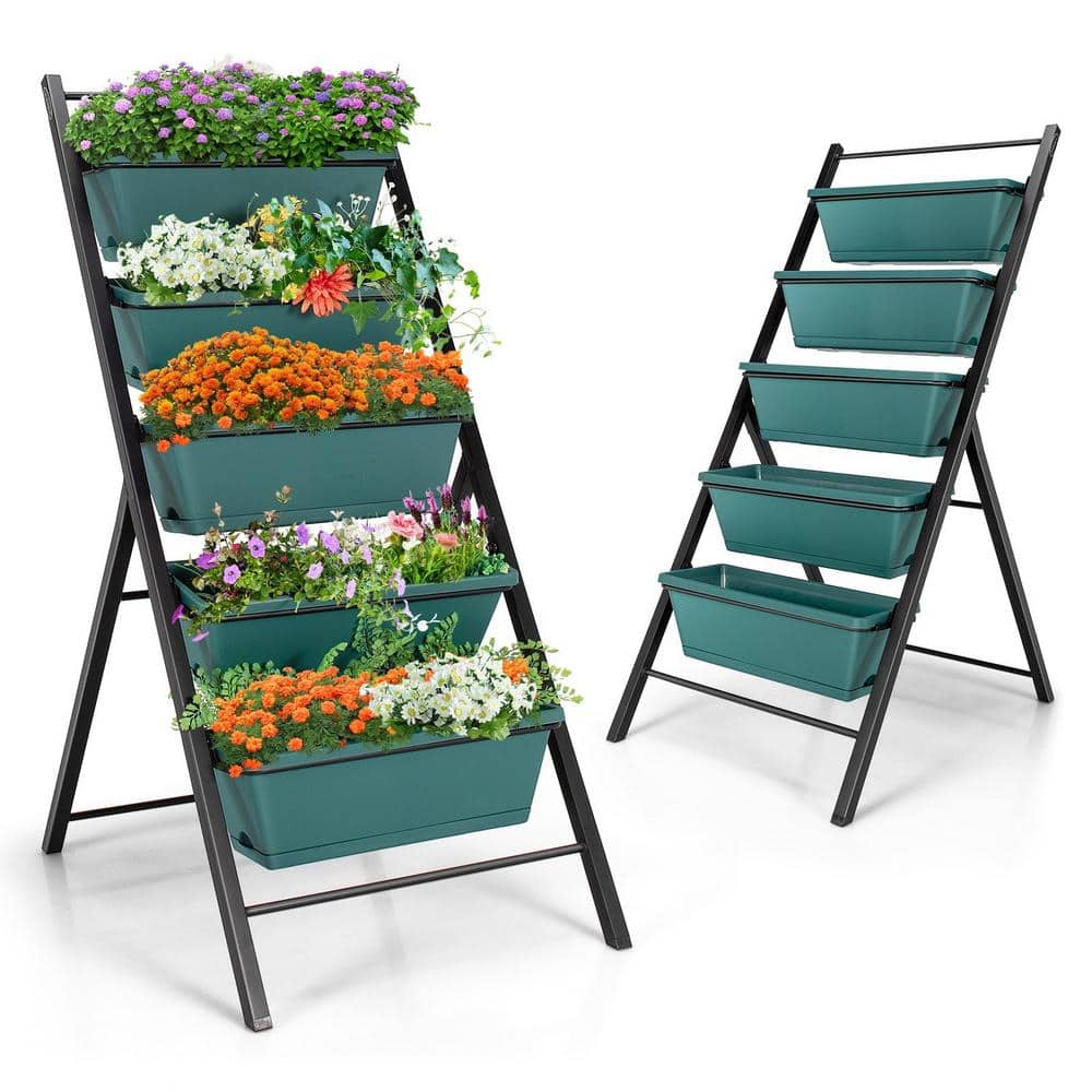 Green 5-Tier Vertical Herb Garden Planter Box with Iron Frame