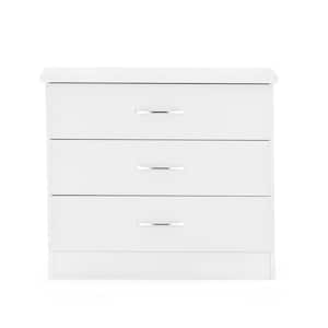 Nevada 3-Drawer White Chest of Drawers ( 27.5 in. H x 32 in. W x 16 in. D)