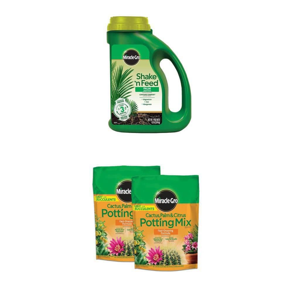 Miracle-Gro Cactus, Palm and Citrus Potting Mix 8 qt and Shake N Feed Palm  Plant Food 4.5 lbs Combo - The Home Depot