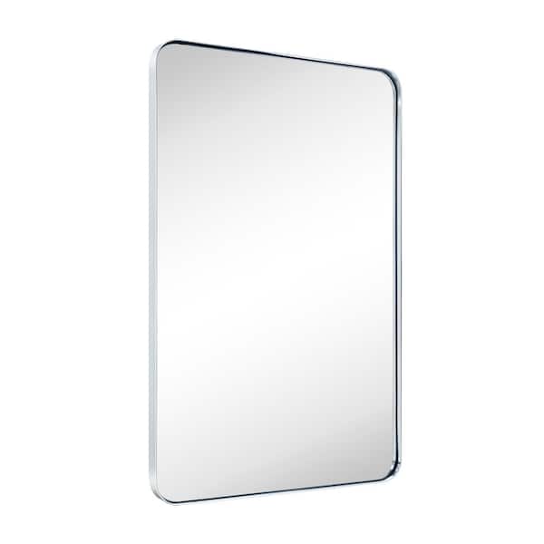TEHOME Kengston 30 in. W x 48 in. H Rectangular Stainless Steel Metal Framed Wall Mounted Bathroom Vanity Mirror in Chrome