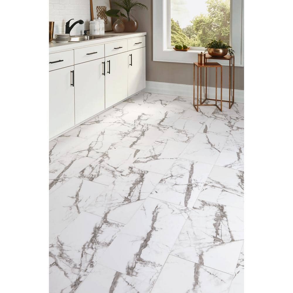 Carrara Porcelain 12" x 24" Waterproof Rigid Core Vinyl Tile