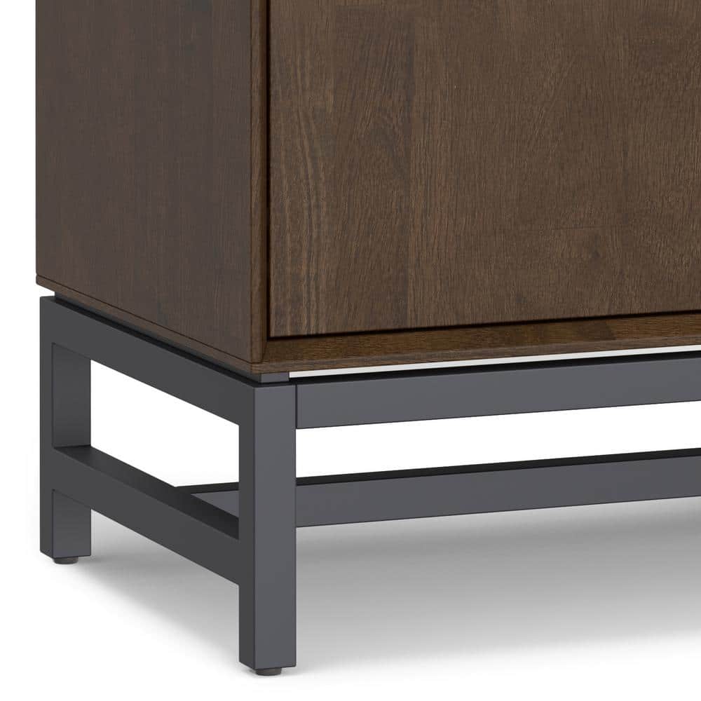 Walnut Brown Solid Wood and Metal 2-Door Sideboard Buffet