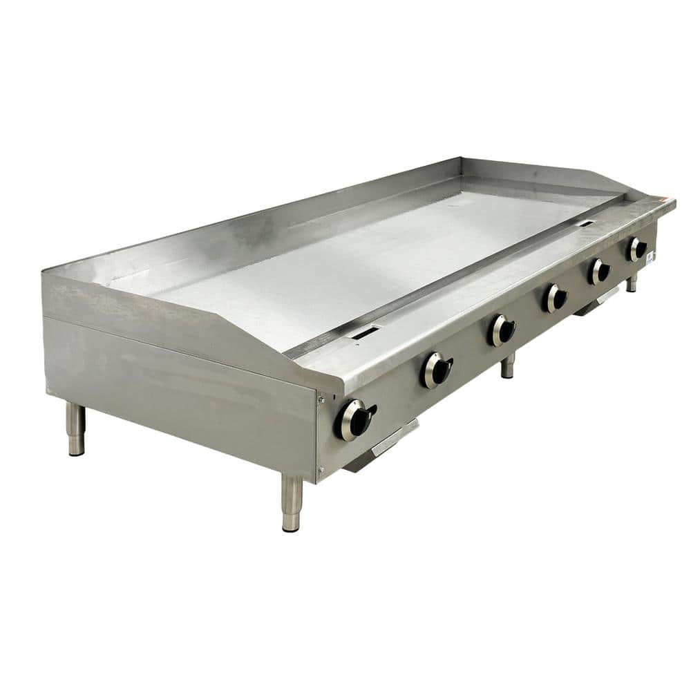 NSF 72 in. Heavy Duty Commercial Gas Griddle 6-Burner with 180,000 BTU in Stainless Steel