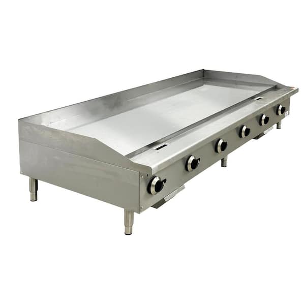 Cooler Depot NSF 72 in. Heavy Duty Commercial Gas Griddle 6-Burner with 180,000 BTU in Stainless Steel