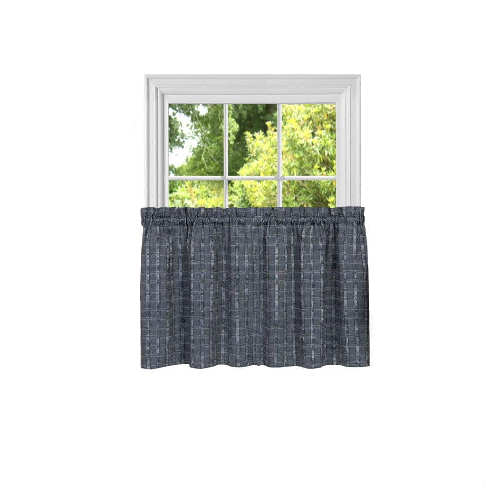 Gray Plaid Linen-Look Rod Pocket Valance, 58" x 14"