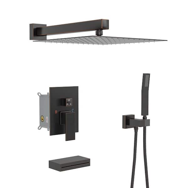 Single Handle 3-Spray Shower Faucet 1.8 GPM with Tub Filler, Pressure Balance, Anti Scald in Oil Rubbed Bronze