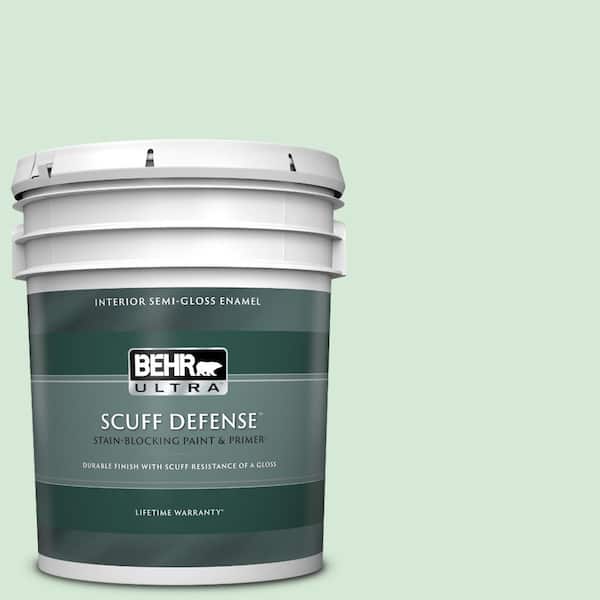 BEHR ULTRA 5 gal. #M410-1 Jade Mist Extra Durable Semi-Gloss Enamel Interior Paint & Primer