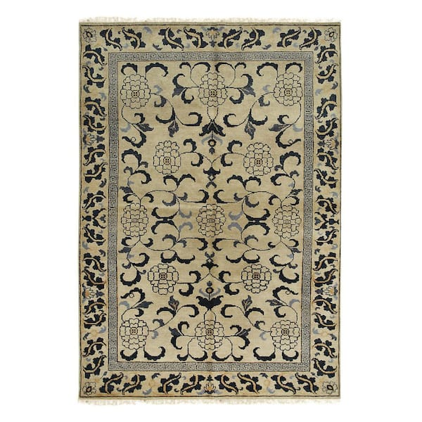 EORC Gold Handmade Wool Transitional Ningxia Rug, 13 ft. x 18 ft.