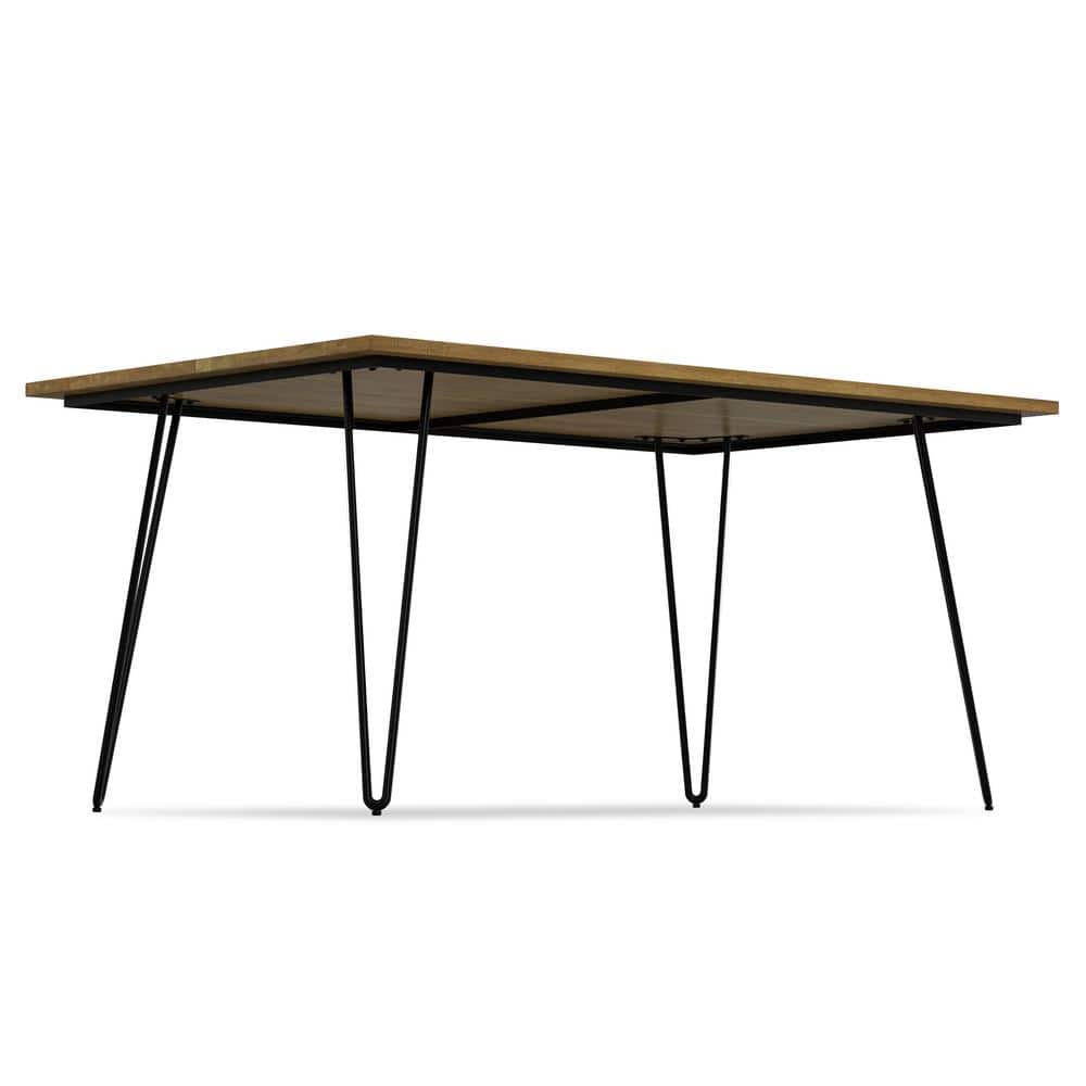 Hunter Light Brown Mango Wood Industrial Dining Table with Black Metal Legs