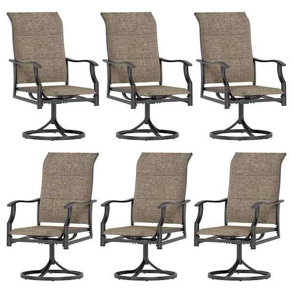 Swivel Padded Textilene Metal Outdoor Dining Chair (6-Pack)