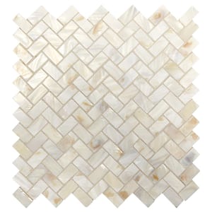 Premier Accents Pearl Herringbone 10 in. x 11 in. x 2 mm Stone Mosaic Wall Tile (0.78 sq. ft./Each)