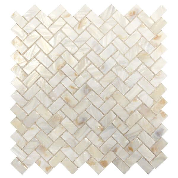 Daltile Premier Accents Pearl Herringbone 10 in. x 11 in. x 2 mm Stone Mosaic Wall Tile (0.78 sq. ft./Each)