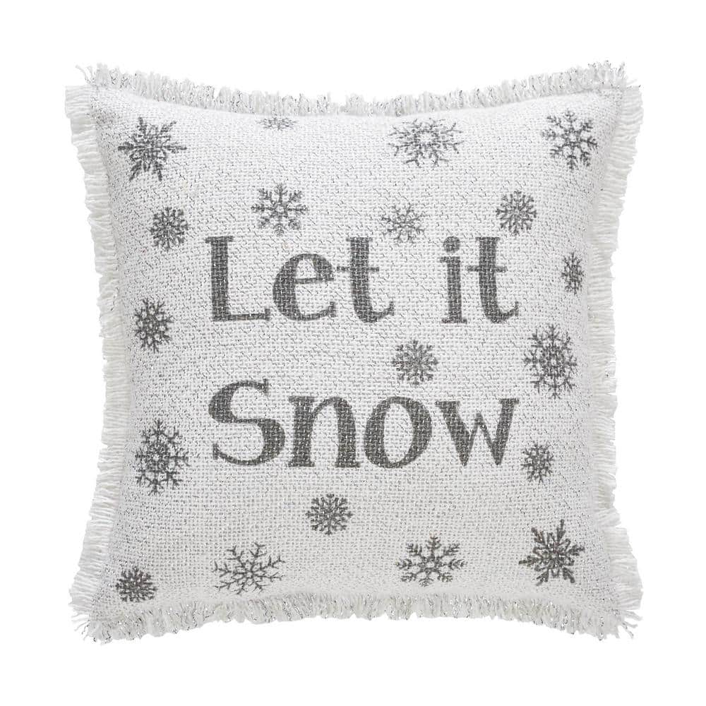 Pier One Set of 2 LET IT SNOW Winter Gray Accent Pillows 16x16 Big