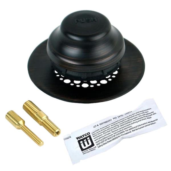 Watco Universal NuFit Foot Actuated Bathtub Stopper with Grid Strainer and 2-Pin Adapters - Silicone, Oil-Rubbed Bronze