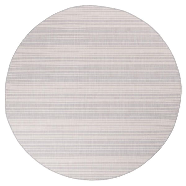 Beverly Rug Waikiki Grey/White 7 ft. Round Stripe Indoor/Outdoor Area Rug