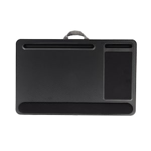 22 in. Cushioned Lap Desk Black Portable Laptop Support with Integrated Mouse Pad