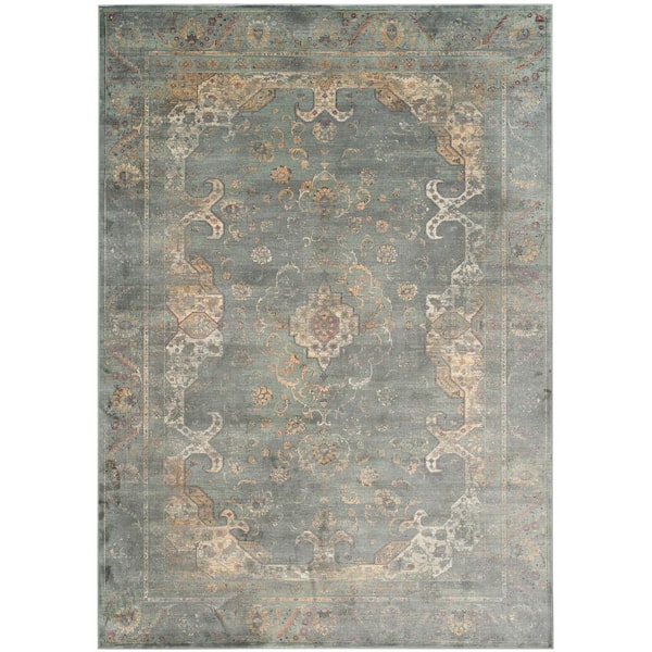 SAFAVIEH Vintage Gray/Multi 5 ft. x 8 ft. Border Area Rug