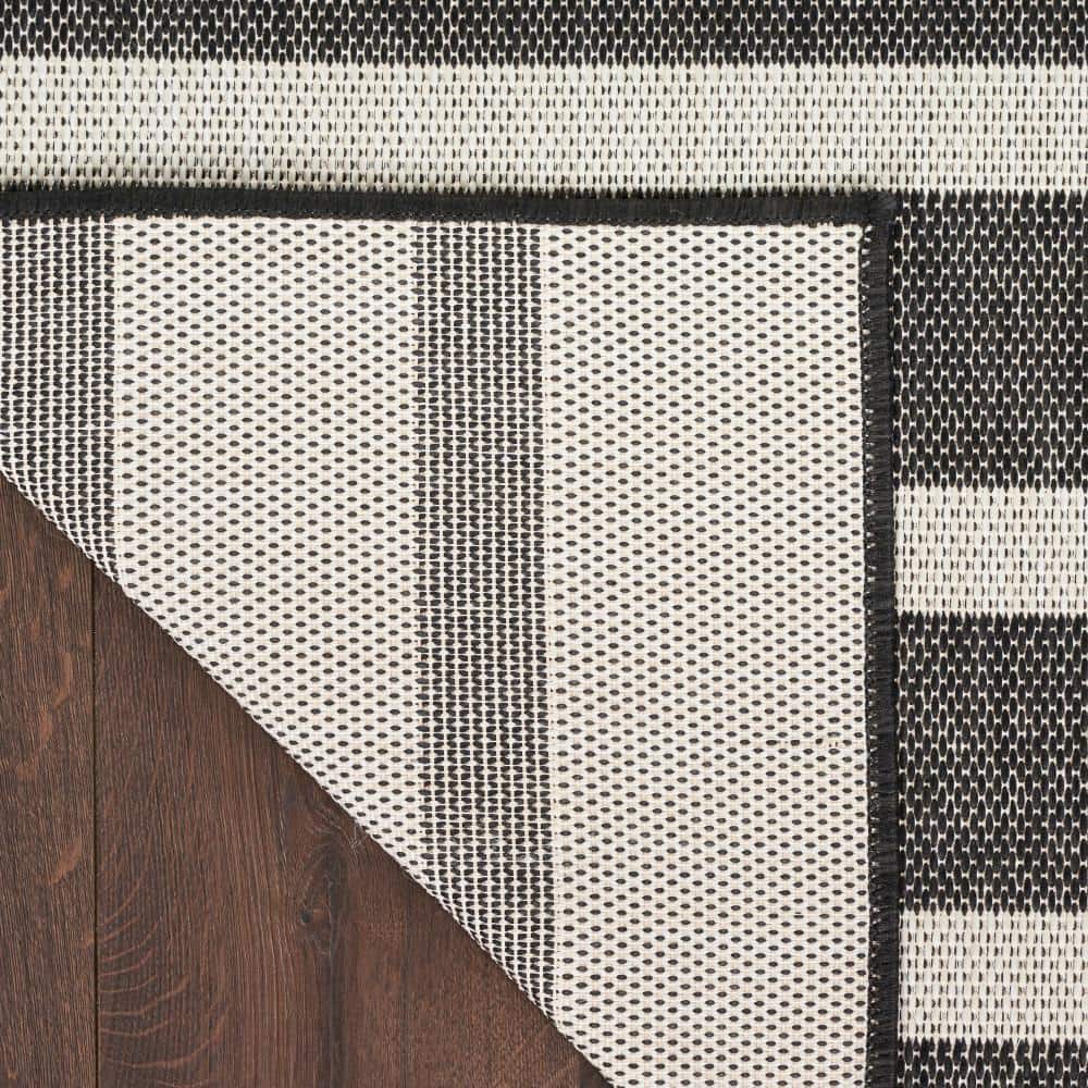 Positano Black Ivory 6' x 9' Flat Woven Stripe Rug