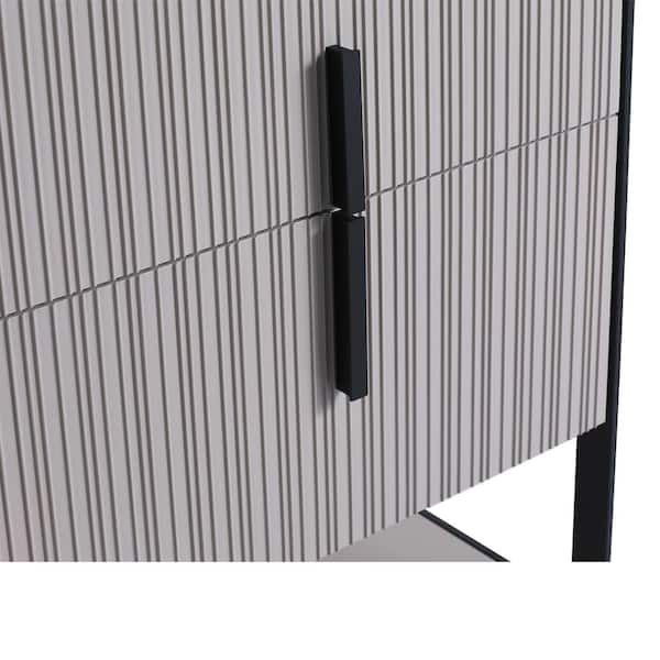 FINE FIXTURES 24 in. W x 18 in. D x 33.5 in. H Bath Vanity in Bright Taupe with White Ceramic Sink Top with Black Hardware