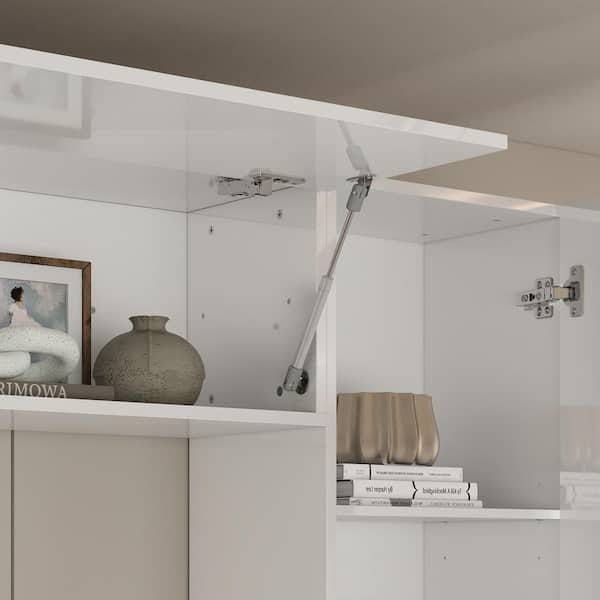 FUFU&GAGA - White Wooden TV Stand, Entertainment Center, TV Console Fits TV's Up to 70 in. with 15-Shelves, 3-Drawers and 5-Doors