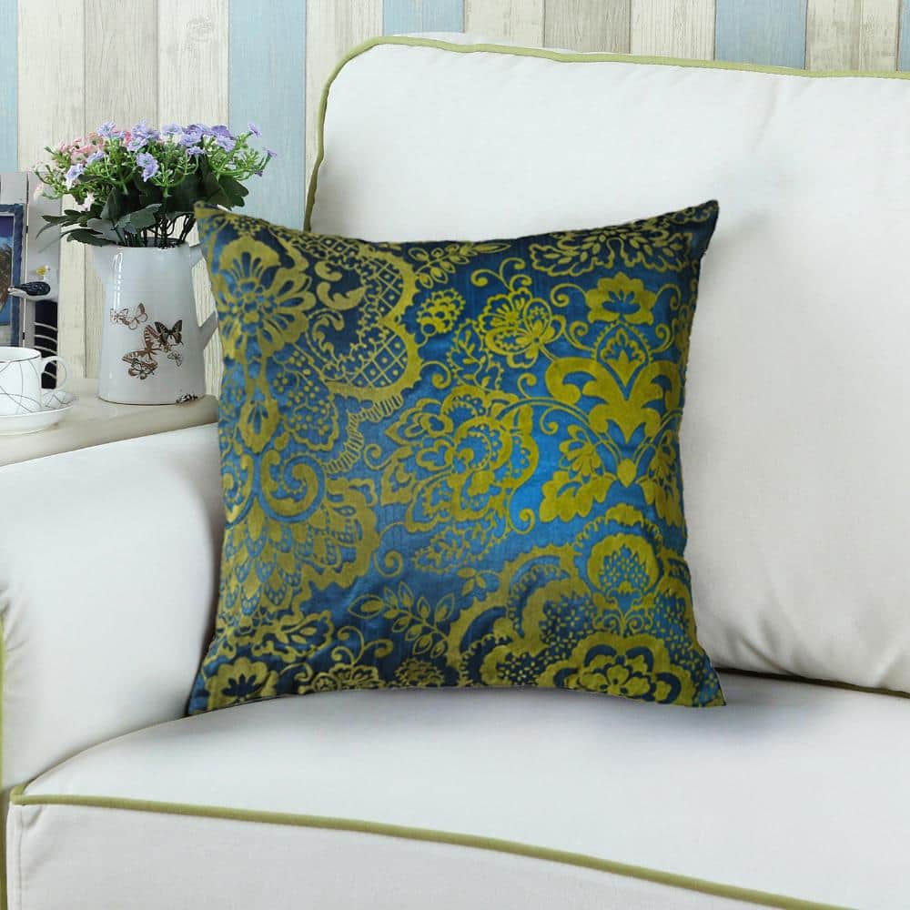 Contemporary Linden Lapis 18 in. x 18 in. Square Decorative Accent Pillow (