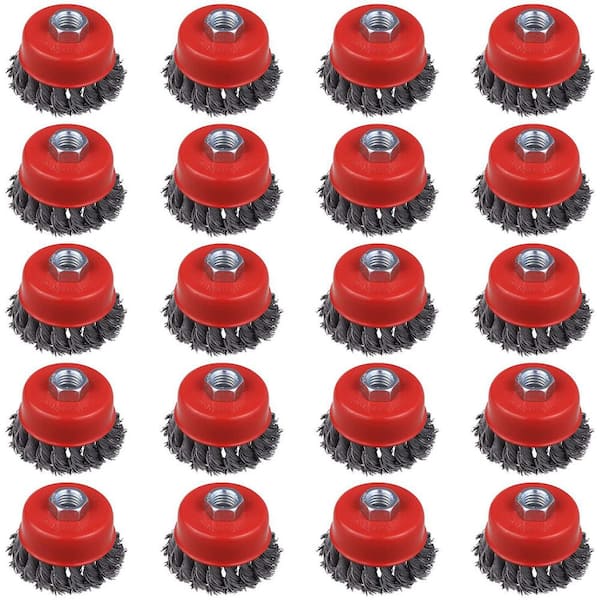 Unbranded 20-Piece Wire Cup Brush for Angle Grinders 4 Inch Knotted 5/8 Inch Arbor Heavy Rust Cleaning Efficient Durable