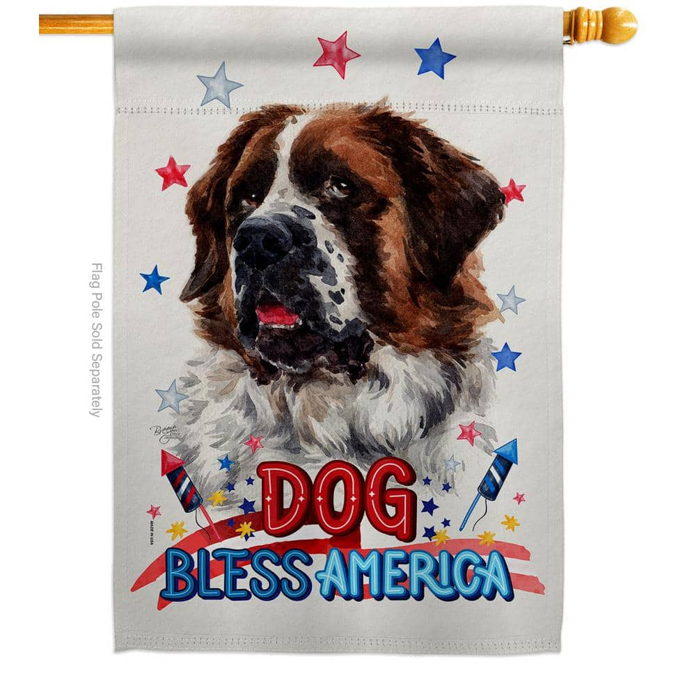 Breeze Decor 28 in. x 40 in. Patriotic St Bernard Dog House Flag Double ...